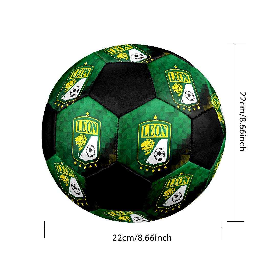 SIZE 5 León FC Soccer Ball Colorful All Ages Machine Stitched PVC Competition Ready Durable High-Bounce