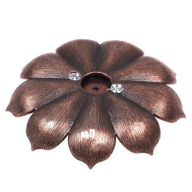 NNew 1PC Alloy Incense Burner Stick Holder Plate Buddhism Lotus Censer Bronze Incense Burner 7