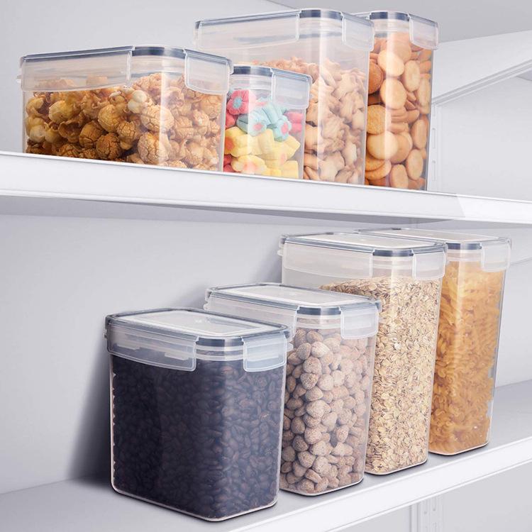 8-Piece Airtight Plastic Storage Jar Set for Whole Grains, Small Square Containers, PP Material