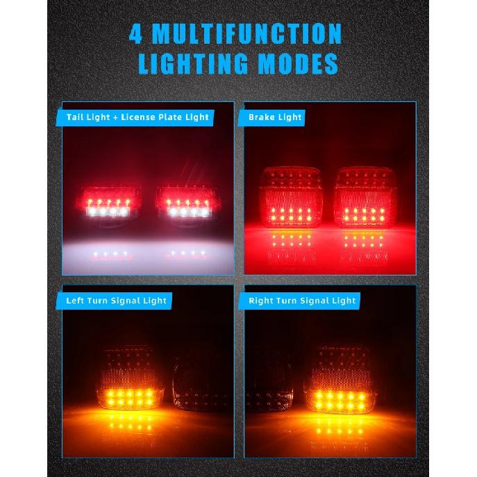Rechargeable Wireless Reflective Lens Truck Taillights Brake Lights LED Trailer Rear Tail Turn Signal Lamp Caravan Camper Lorry
