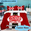 Custom Name Wydad Football Club Crest Bedding Set 3pcs, Bedding Set Including 1pc Duvet Cover And 2pcs Pillowcases for Bedroom, Dormitory Gift