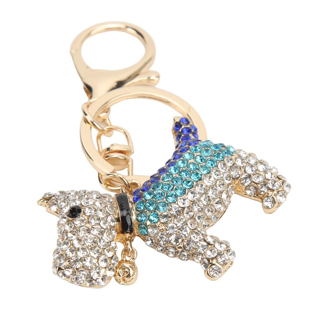 Dog Keychain Electroplating Process Rhinestones Puppy Keychain Pure Color Dripping Process Keychain