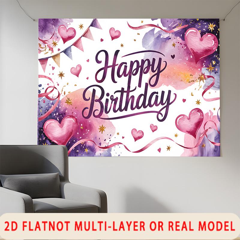 Party Backdrop Birthday Heart Pink Event Photo Booth Background Front Door Decor