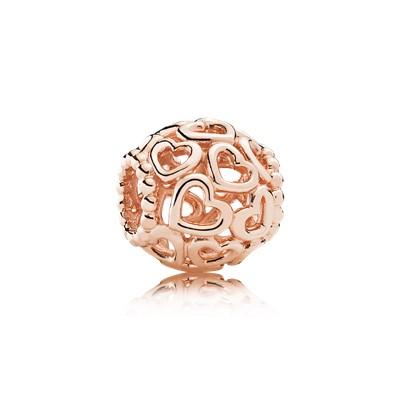 

New Fashion Copper Rose Gold Flowers Beading Pendant Jewelry Fit Authentic Designer Charms Bracelet Women Jewelry Gift