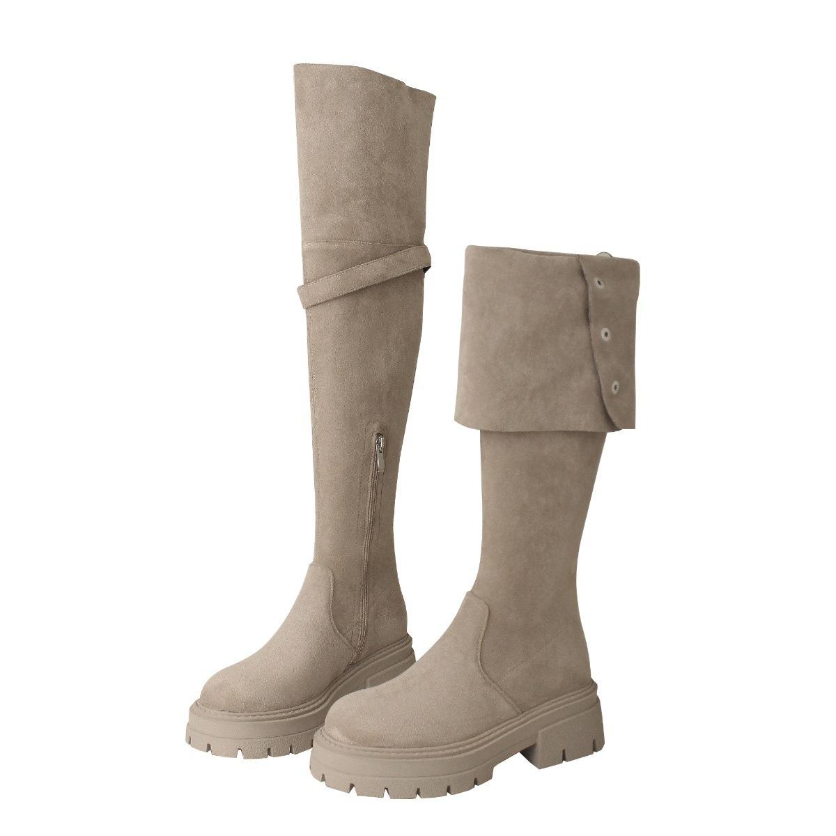 

Сапоги Maillard wind до колена женские осень-зима 2024 новые маленькие сапоги на толстой подошве с большой окружностью 35