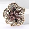 Vintage Heavy Industry Alloy Rhinestone Flower Brooch Medieval Ladies Suit Shawl Brooch Ornament Pin