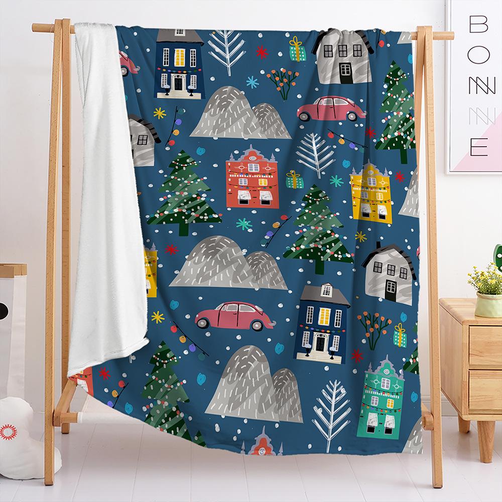 Blanket Flannel Blanket Christmas Illustration 2D Digital Printing Blanket Blanket Living Room