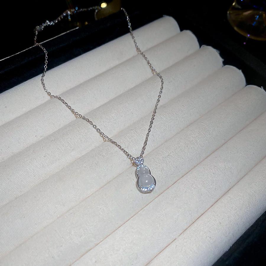 Titanstål Zirkon Kalebasshänge Halsband för Kvinnor Med Elegant Kedjedesign