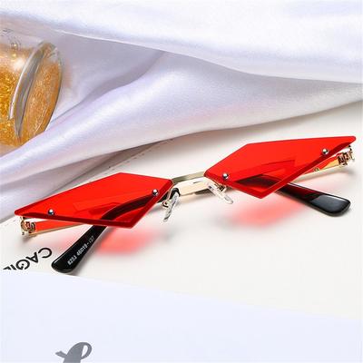 Funny Metal Frame Lozenge Sunglasses Uv400 Rimless Polygon Sun Glasses Colorful Halloween Eyeglasses For Women & Men