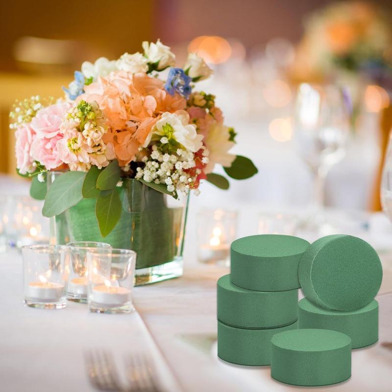 Green Round Floral Foam Blocks, Wet & Dry Florist Bricks for Fresh & Artificial Flowers, DIY Wedding Birthday Party Flower Decoration