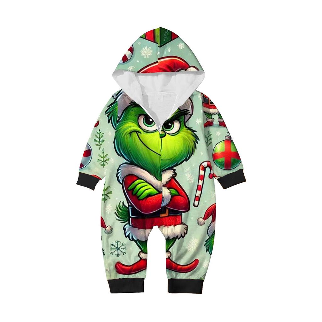 Kids One Piece Hooded Jumpsuit Zipper Front Coverall Pajamas Long Sleeve Full Body Sleepwear for Home Use