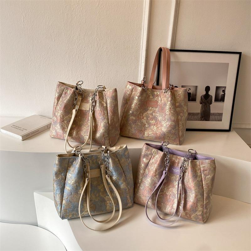 Vintage Tote Bag New Trendy Fashion Student Party Class Versatile Portable Shoulder Large Capacity Bag