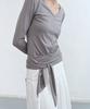 Loutaideu V-Neck Tie T-Shirt [Grey]