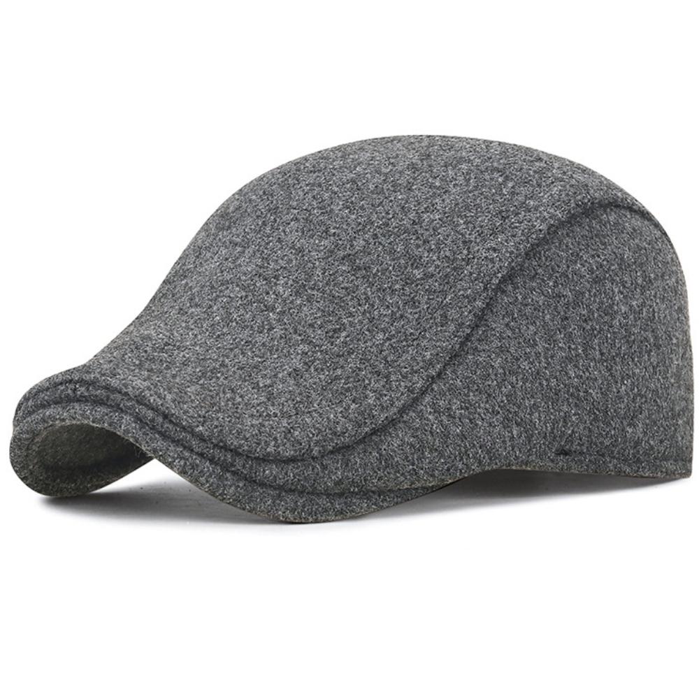 HT4924 Beret Cap Autumn Winter Wool Hats for Men Black Grey Artist Painter Beret Hat with Ear Flaps Male Ivy Flat Cap Mens Beret