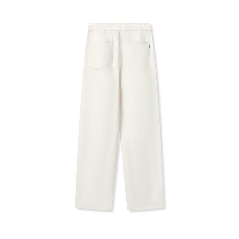 Fila Heritage Casual Comfy Elastic Comfortable Knitted Straight Loose Pants Women Bottoms Cloud-Mushroom-White F11W548604FWT