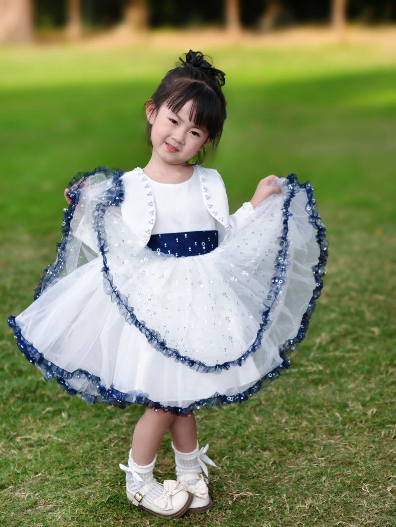 Осенне-Весенний Набор Платье-Принцесса с Длинным Рукавом из Сетки для Девочек 130 cm