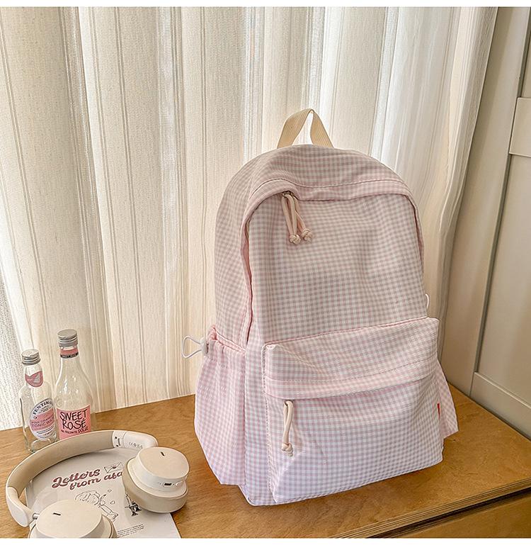Schoolbag Korean ins Mori small fresh and sweet wind girl plaid small backpack high value travel shopping small backpack