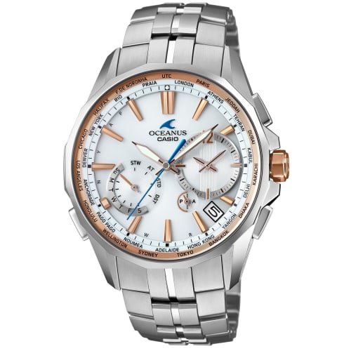 Casio Oceanus Manta Radio-Controlled Solar Watch, Pair, OCW-S3400E-7AJF, Silver