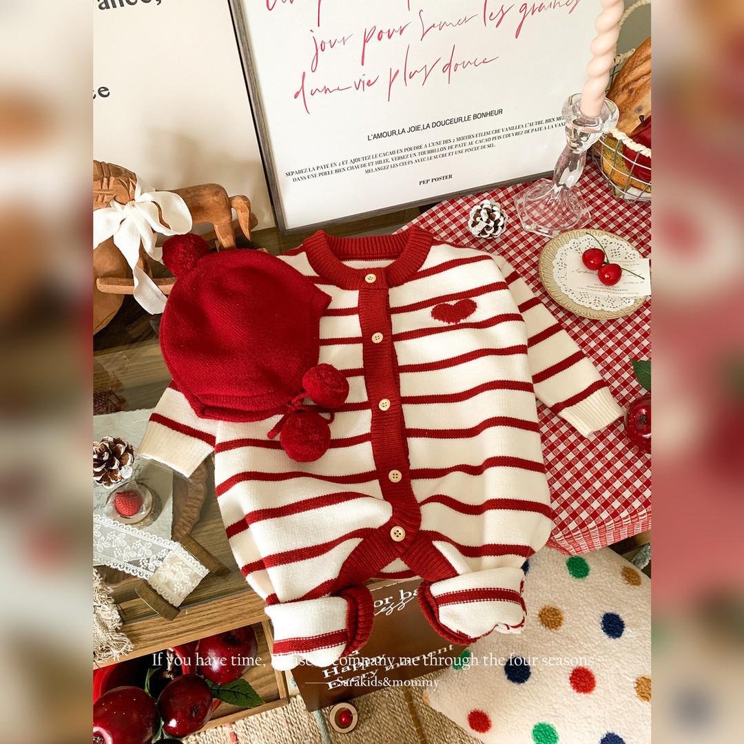 

Autumn Knitted Striped Romper for Newborns – Fashionable Baby Climbing Suit 66