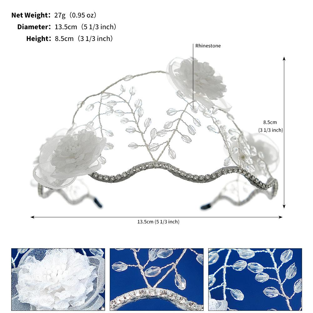 

New Chinese style bridal wedding hair accessories, retro Hong Kong style lace flower pressed hair headband, everyday versatile crystal headband