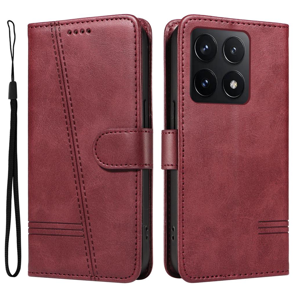 For Xiaomi 14T Case Flip Wallet T-Shape Lines Leather Phone Cover