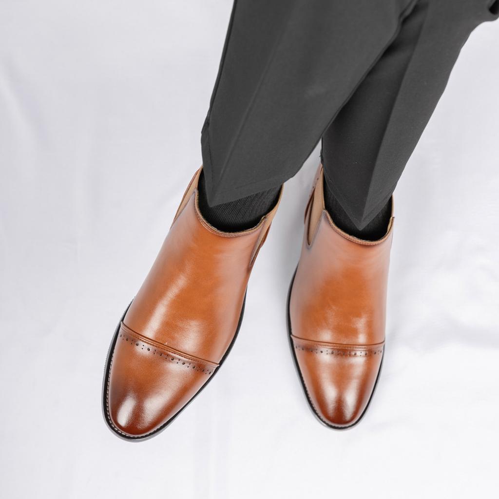 Fashion Pointed Toe Men Plus Size Chelsea Boots All-match Elastic Band Casual Shoes Simple AnkleWalking  Boots Youthful Fashionable Boot