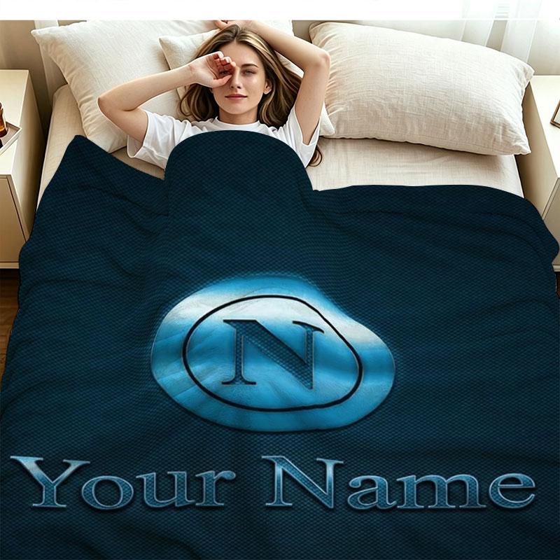 1PC SSC Napoli Custom Name Patterned Flannel Blanket Suitable For All Seasons for Home Decor Warmth and Comfort Gifts Holiday Present