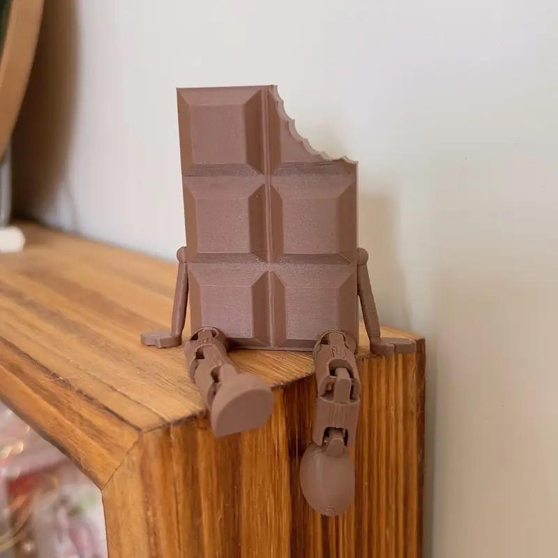 1 Pc 3D Printed Chocolate Figurines With Movable Joints Realistic Desktop Decorations For Home Office Ornamental Sculptures