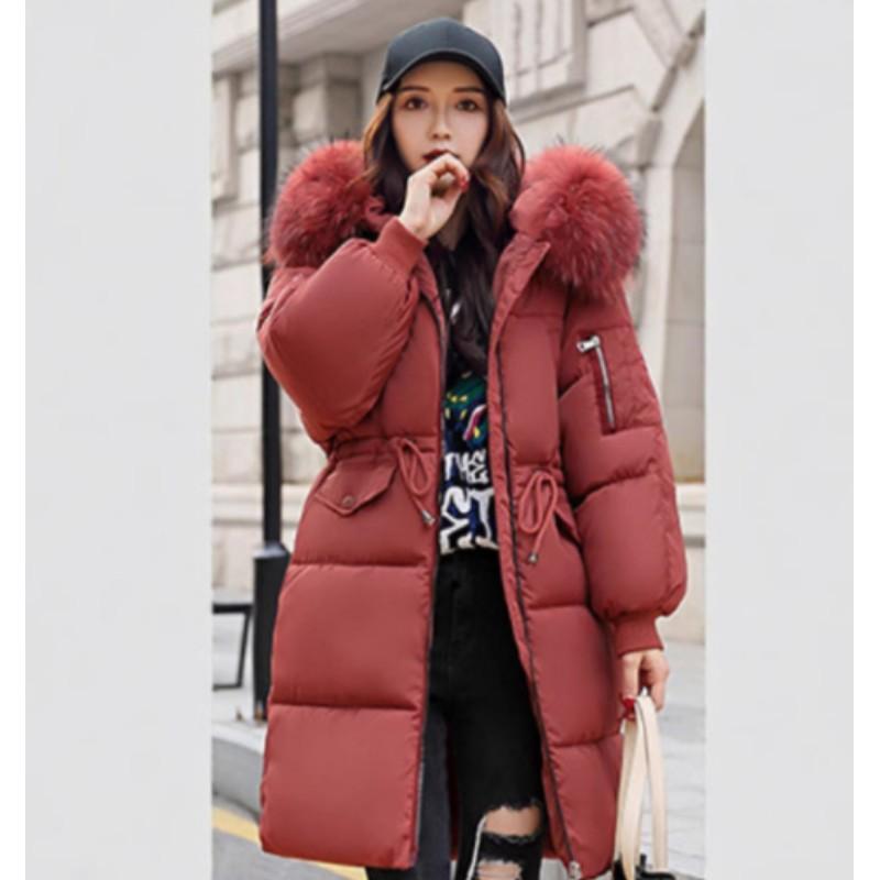 Women's Winter Thickened Padded Jacket Long Bread Coat Big Fur Collar Warm Jacket