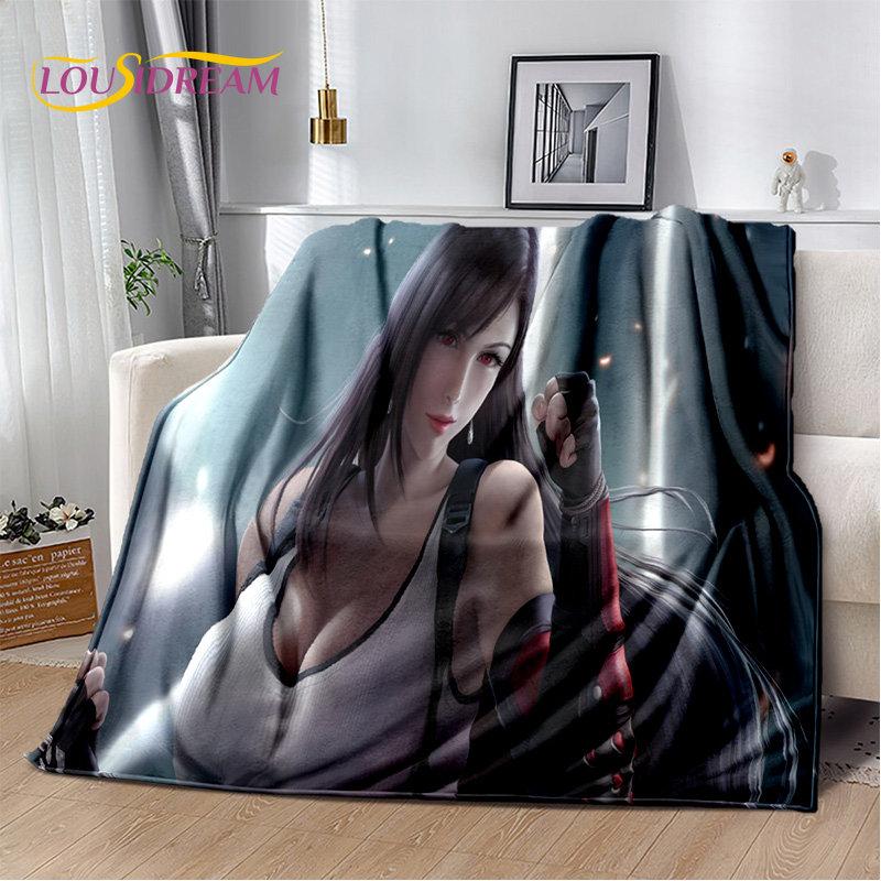 Sexy Girl Lace Tifa Aerith Anime Weiche Plüschdecke, Flanelldecke, Überwurfdecke für Wohnzimmer, Schlafzimmer, Bett, Sofa, Picknick-Abdeckung