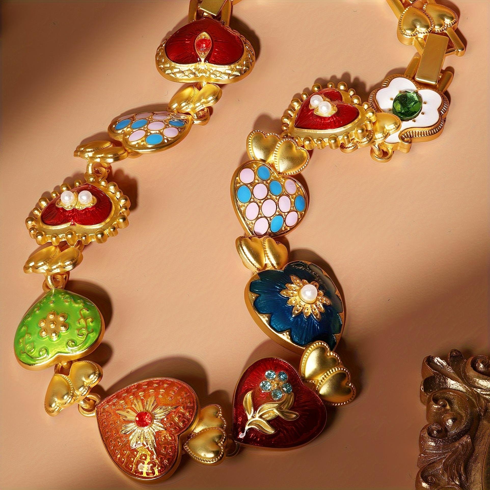 

Женское византийское средневековое ренессансное смелое позолоченное массивное ожерелье для костюма ювелирные изделия ожерелья разноцветный