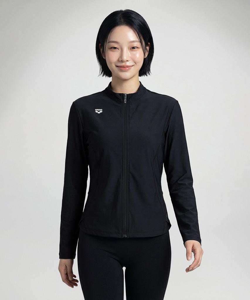Alena Solar Lab Women'S Zip-Up Rash Guard A6Bl1Qr14Blk