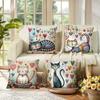 Bohemian Style for Cats Digital Printing Pillow Cover Short Plush Suitable Living Rooms Bedrooms Sofas Throw Cushion Cover 4pcs