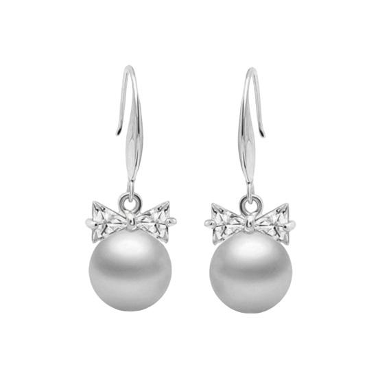 

1 пара женских серег-крючков из искусственного жемчуга со стразами, короткие серьги-бабочки, серьги-подвески для выпускного вечера и свадьбы, ювелирные изделия для ушей, серьги-капли серебряный