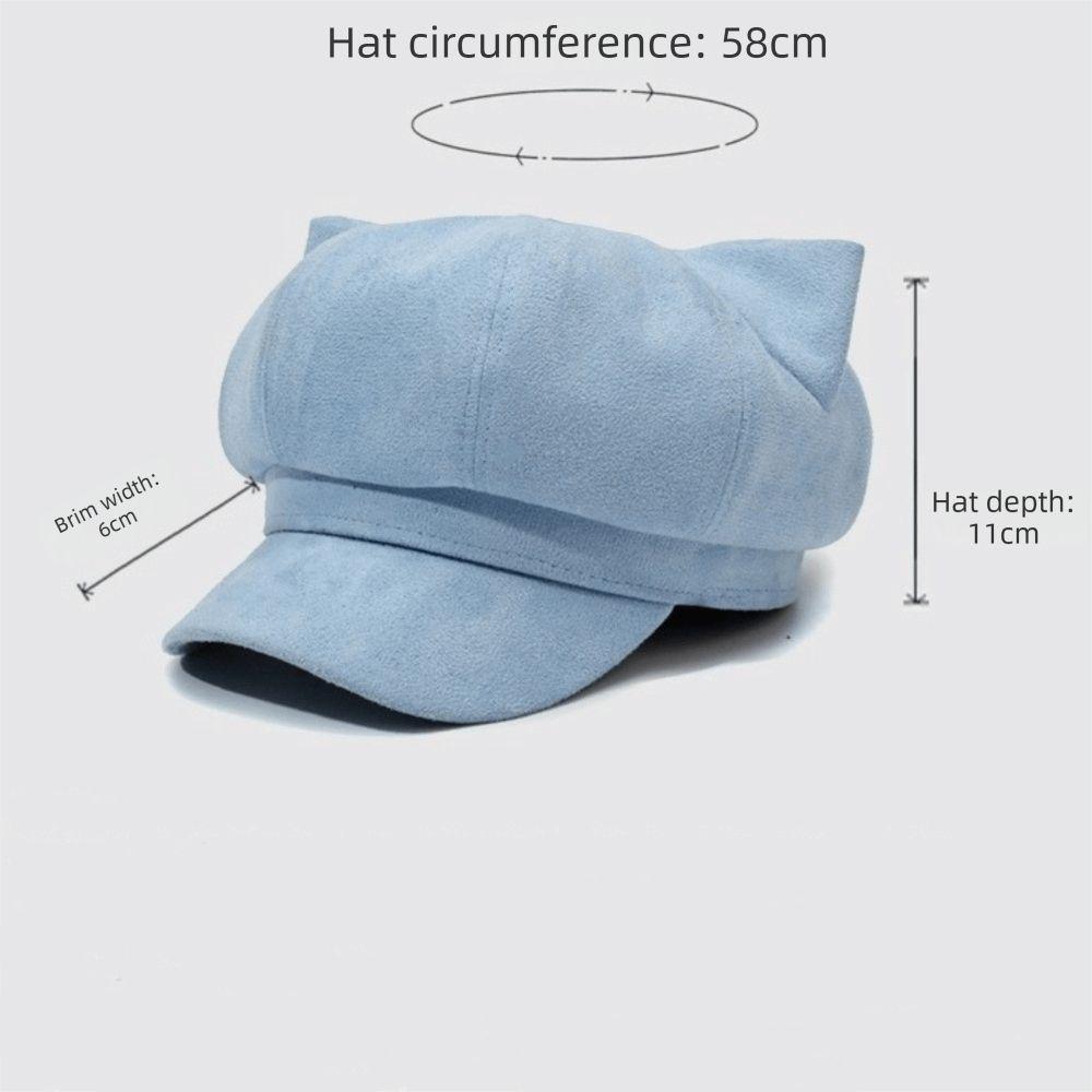 Adjustable Cat Ear Beret Warm Lining Octagonal Hat New Newsboy Cap Women