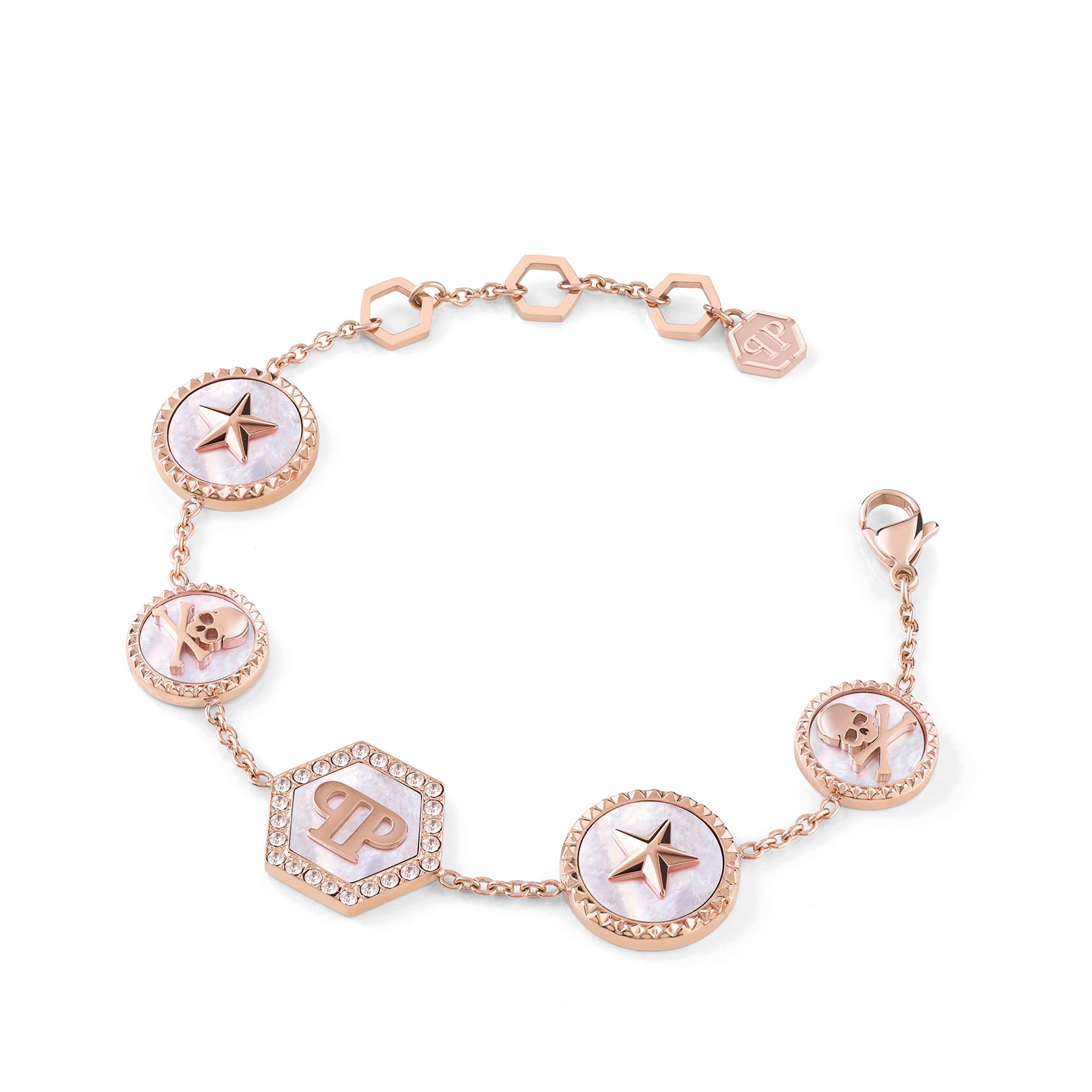 

Plein Accessories Bracelet PP BUTTONS PP Buttons PJ2EA15BU PP BUTTONS IP Rose gold crystal bracelet Rose gold stainless steel [Philip Jewelry] Women s