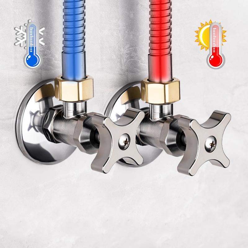 Stainless Steel Bathroom Quick Opening Triangle Valve Faucet Accessories Thickened Triangle Valve For Hot and Cold Water