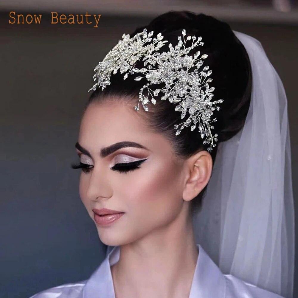 DZ096 Роскошная свадебная корона с цветочным головным убором — фото 7