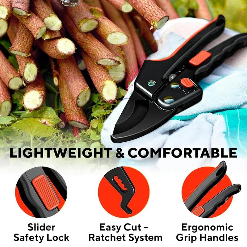 Premium Garden Clippers Gardening Tasks 3 Times Easier, Rachet Hand Ideal for Those with Arthritis or Weak Hands, Cut Capacity S