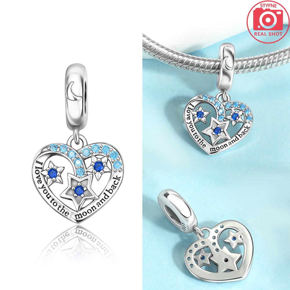 Copper Star Blue Glowing Heart Rocket Astronaut Beads Pendant Charm For Original Bracelet Woman Girl Jewelry