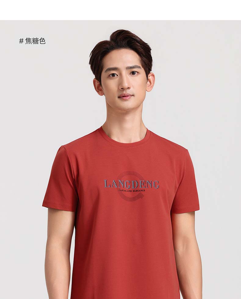 [Versatile Round Neck] Langdeng Men's Spring/Summer New Collection Long Staple Cotton Skin Friendly Breathable Round Neck Short Sleeve T-shirt