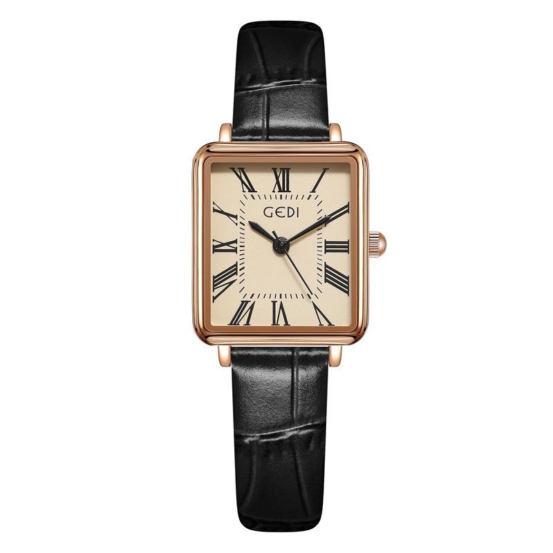 Vintage Roman Scale Women'S Watch Simple Small Square Disc Belt Watch Women'S Waterproof Quartz Watch