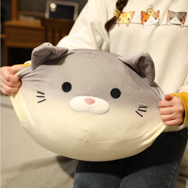 Cartoon Soft Round Cat Plush Toy Sofa Pillow Cushion Down Cotton Bread Kitty Doll Cute Children'S Room Decor Kids Girls Gifts