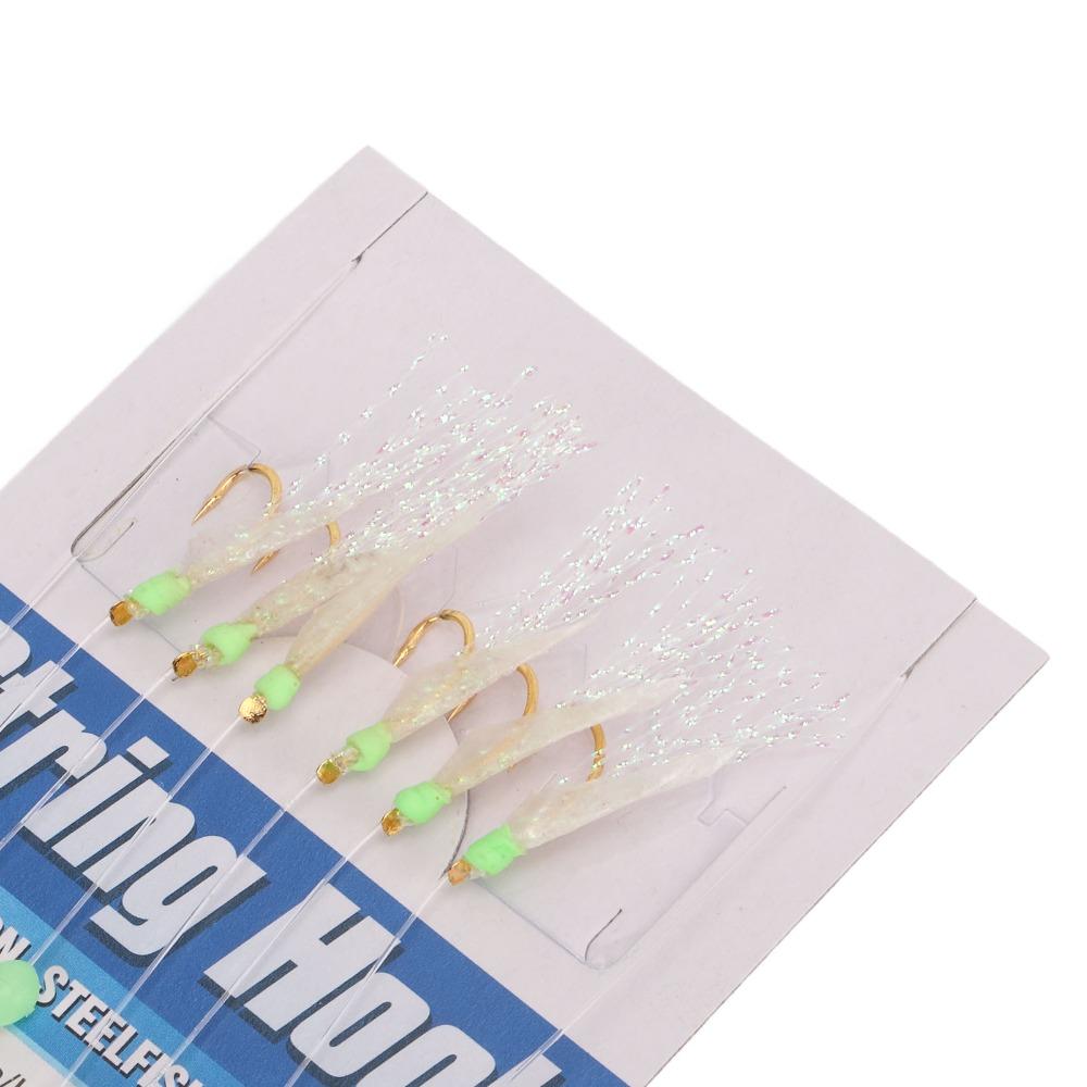 

5 Sets with Luminous Beads Fishing Rigs with 6 Hooks Fishing Lure Rigs Freshwater Fishing 12#