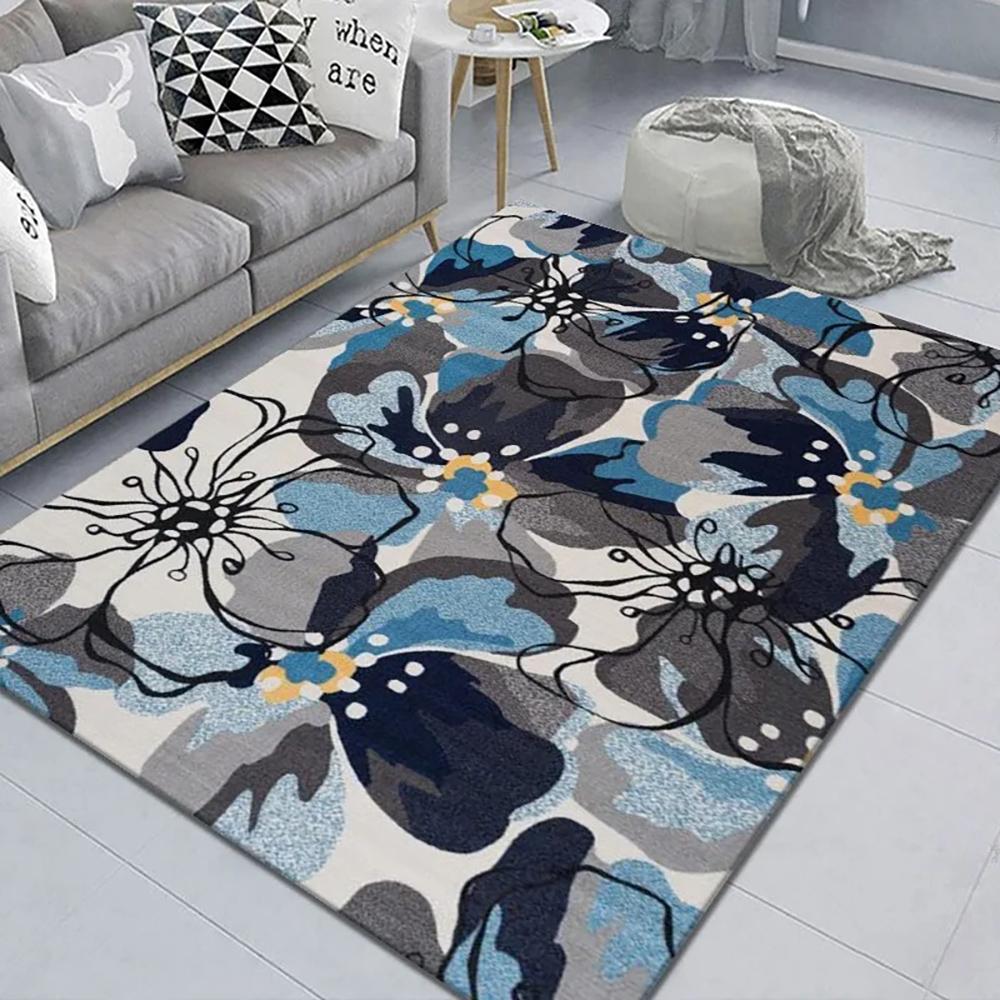 Loop-Pile Carpet Classic Scenic Flower Living Room Mat Bedroom Rug Sofa Large Rug Non-Slip Washable Home Decor