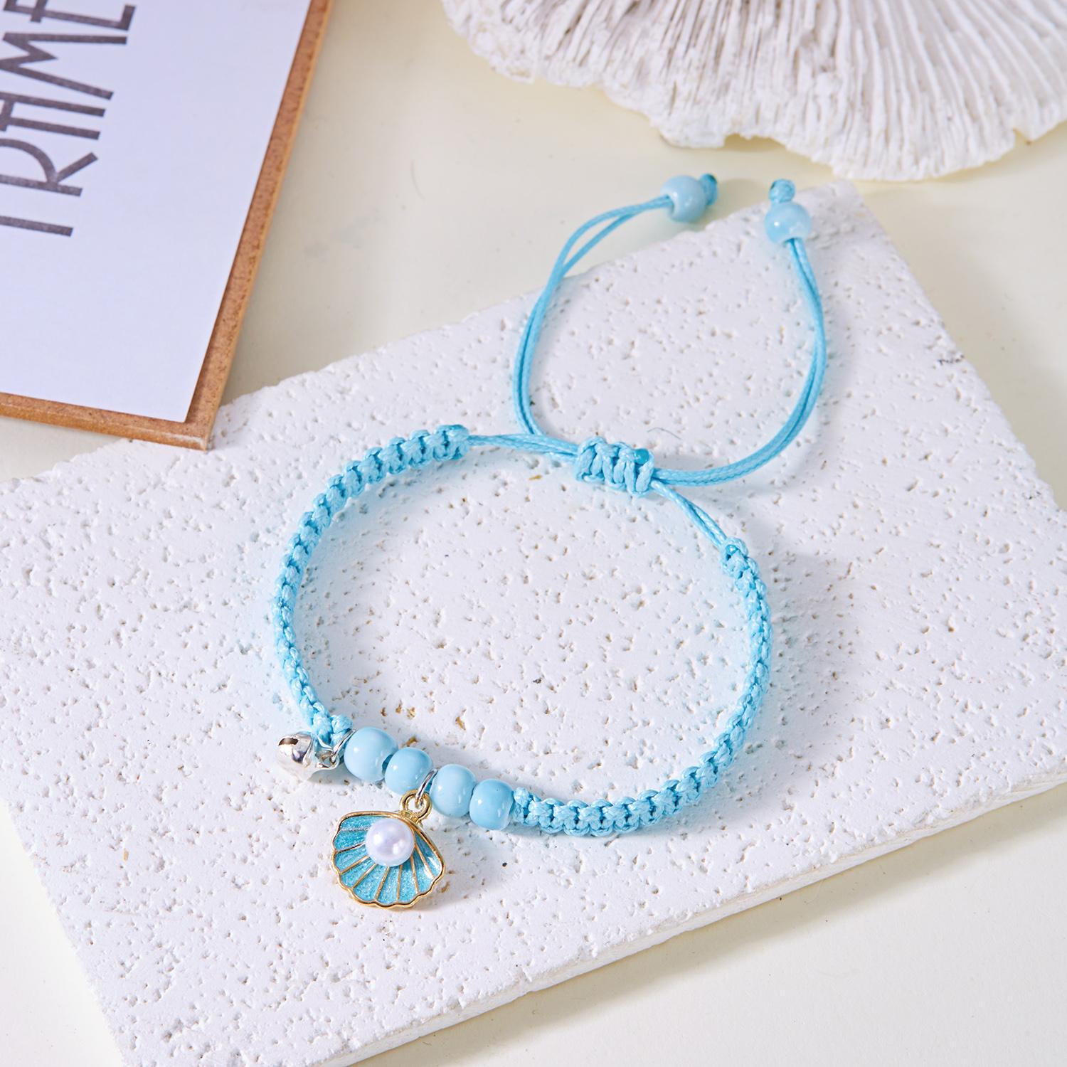Богемский Ракушка Морская Звезда Керамическая Бусина Плетеная Браслет Ручной Работы Плетеный Шнур Регулируемый Браслет для Женщин Летние Пляжные Украшения Подарок
