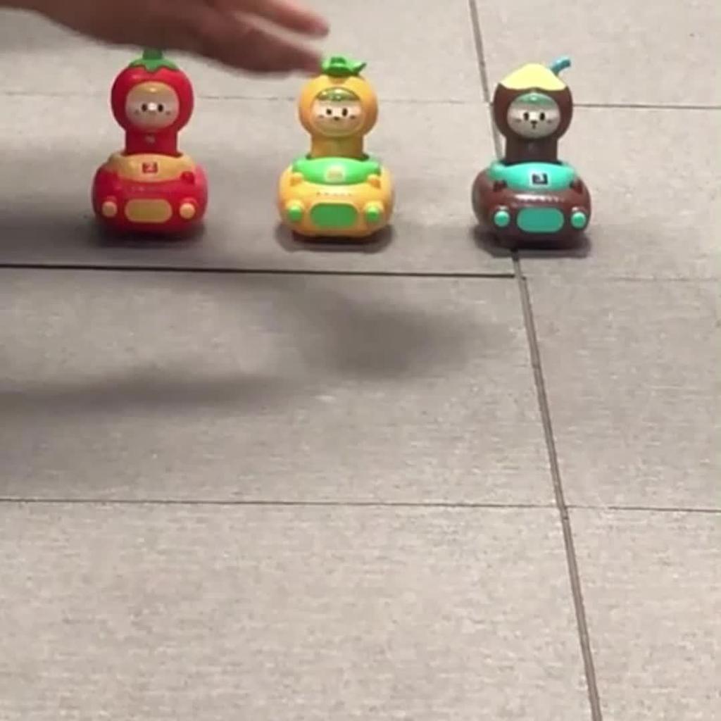 Kids'Toy 18Month Cartoon Fruit Doll Press Toy Car,4pcs Activity Toy Car Set Hand Eye Coordination, Durable Material, Indoor And Outdoor Toy Car.
