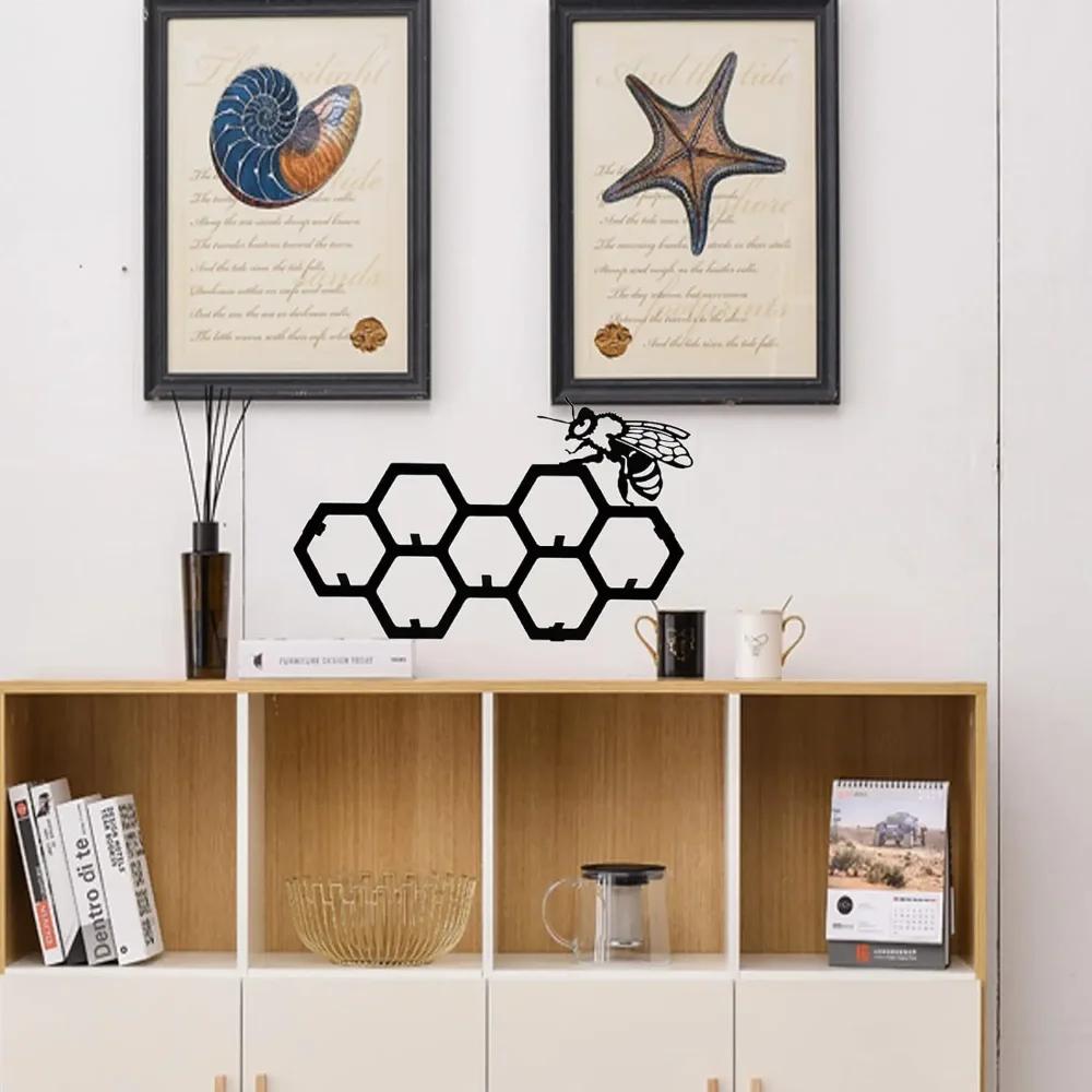 Вешалка металлическая пчела настенная - Bee & Honeycomb Art. Для прихожей. Вешалка — фото 6