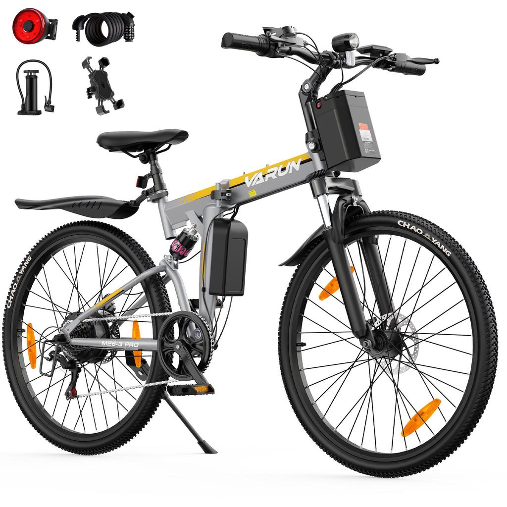 VARUN M26-3 PRO Skládací elektrické kolo, 48V 7,8Ah baterie, Plné odpružení