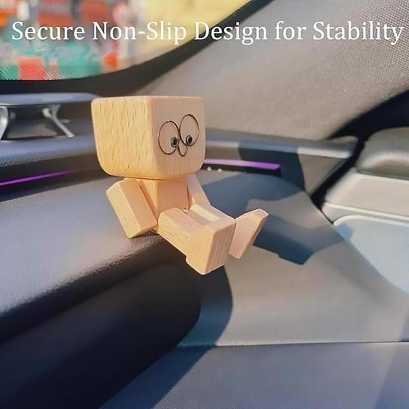 Artistic Wooden Shaking Legs Figure Decoration Natural Grains Car Dashboard Ornament Compacts Travel Friendly Gifting